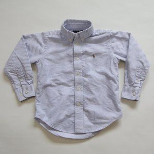 Polo Ralph Lauren Blue White Stripe Oxford Collared Boy's Dress Shirt, Size 4T